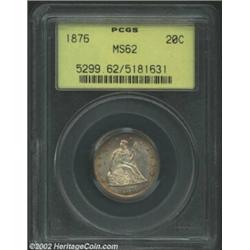 1876 20C MS62 PCGS. A well struck example that has booming luster and attractive golden-brown periph