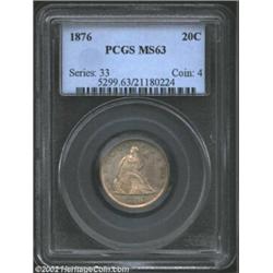 1876 20C MS63 PCGS. This originally preserved representative is pleasingly lustrous beneath a dustin