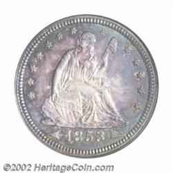 1853 25C Arrows and Rays MS65 NGC. Gem quality survivors of this issue are scarce both in an absolut
