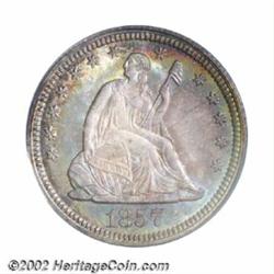 1857 25C MS66 PCGS. Although there was no longer a need for a distinguishing feature on the obverse.