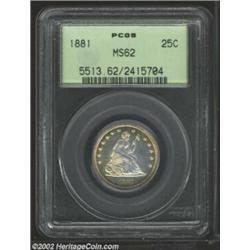 1881 25C MS62 PCGS. Well struck aside from a few obverse stars. A prooflike representative that has.