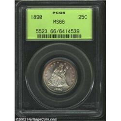 1890 25C MS66 PCGS. Well struck except for a few right side stars. A highly lustrous Gem with pleasi