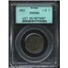 Image 1 : 1853 1/2 C MS65 Brown PCGS. B-1, C-1, R.1. A needle-sharp Gem with medium and consistent purple-brow