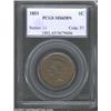 Image 1 : 1851 1C MS65 Brown PCGS. N-20, High R.3. A die crack reaches star 5, and CE in CENT is joined at the
