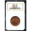 Image 1 : 1853 1C MS65 Red NGC. Full mint luster overlays both sides in medium intensity reddish-orange color.