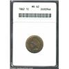 Image 1 : 1862 1C MS62 ANACS. Sharply struck and nicely preserved, with russet-brown and golden-brown mottling