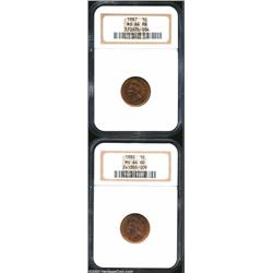 1883 1C MS64 Red NGC, vibrant purple-red, orange, and yellow-green colors, a good strike, no visible