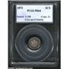 1872 3CS PR64 PCGS. Lovely violet and rose toning through the centers gives way to flashes of aqua i