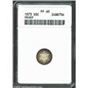 1873 3CS PR62 ANACS. Fabulous rainbow toning appears when this proof survivor is turned beneath a li