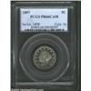 Image 1 : 1897 5C PR66 Cameo PCGS. Mottled pale gold iridescence overlays surfaces that are deeply mirrored in