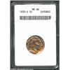 Image 1 : 1935-D 5C MS66 ANACS. Lovely golden patina gives way to powder-blue and lilac shadings at the border