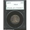 Image 1 : 1859 25C MS63 PCGS. Mottled gray-lilac and golden toning embraces both sides of this totally natural
