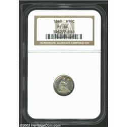 1868 H10C PR64 NGC. The wisps of light tobacco-brown patina are especially extensive on the reverse,