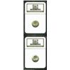 Image 1 : 1945-D 10C MS65 NGC, two pieces, the first Gem has dusky olive color, a bold strike, and clean surfa