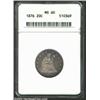Image 1 : 1876 20C MS60 ANACS. Violet and ruby-red hues visit this well struck and somewhat prooflike piece. A