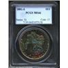 Image 1 : 1881-S S$1 MS66 PCGS. Speckled multicolored toning on the obverse could hardly be more dramatic, inc