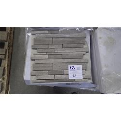 Grey Wooodridge Mini Planking Mosaic- 9 boxes, 45 pieces 12" x 12" sheets approx 45sq ft retail valu
