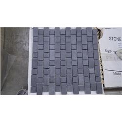 Premium Black Slate, Tumbled, 1"x1",1"x2" Mosaic- 12 boxes, 60 pieces, 12" x 12" sheets approx 60 sq