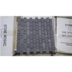 Premium Black Slate, Tumbled, 1"x1",1"x2" Mosaic- 12 boxes, 60 pieces, 12" x 12" sheets approx 60 sq