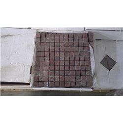 African Red 1"x1" Granite Mosaic- 12 boxes, 120 pieces, 12" x 12" sheets approx 120 sq.ft retail val