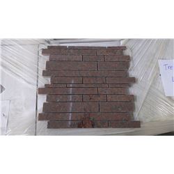 African Red Mini Planking Granite Mosaic- 11 boxes, 110 pieces, 12" x 12" sheets approx 110 sq.ft re