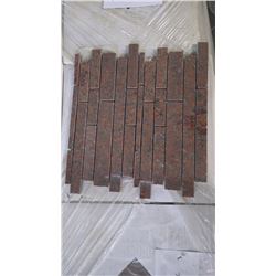 African Red Mini Planking Granite Mosaic- 11 boxes, 110 pieces, 12" x 12" sheets approx 110 sq.ft re