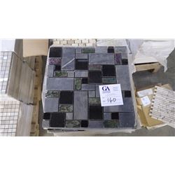 M#99 Black Slate Mosaic- 8 boxes, 80 pieces, 12" x 12" approx 80 sq.ft retail value of 1516.00
