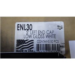 5" Left End Cap, 1 box, Gloss White- 50 pieces