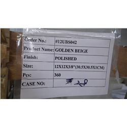Golden Beige 12" x12" Tile- 1 crate, 360 pieces, approx 360 sq.ft retail value of 6822.00