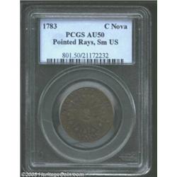 1783 COPPER Nova Constellatio Copper, Pointed Rays, Small US AU50 PCGS. Crosby 2-B. The all-seein...