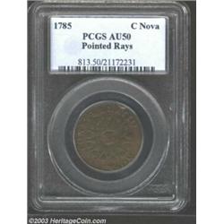 1785 COPPER Nova Constellatio Copper, Pointed Rays AU50 PCGS. Crosby 3-B. The chocolate-brown fie...