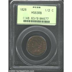 1828 1/2 C 13 Stars MS63 Red and Brown PCGS....