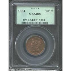 1854 1/2 C MS64 Red and Brown PCGS....