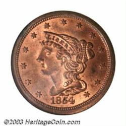 1854 1/2 C MS65 Red NGC. The 1854 is surprisingly difficult to locate with full red mint luster i...