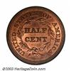 Image 2 : 1854 1/2 C MS65 Red NGC. The 1854 is surprisingly difficult to locate with full red mint luster i...