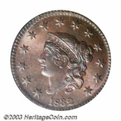 1832 1C Large Letters MS65 Red and Brown PCGS....