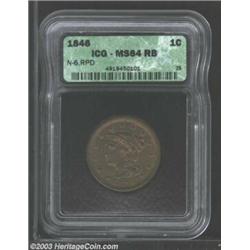 1846 1C Small Date MS64 Red and Brown ICG....