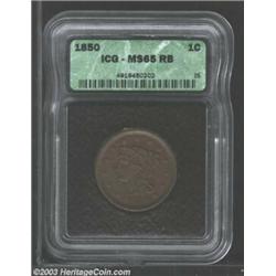 1850 1C MS65 Red and Brown ICG....