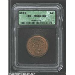 1850 1C MS63 Red ICG....