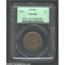 1851 1C MS64 Red and Brown PCGS....