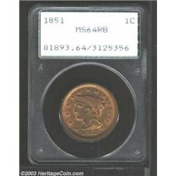 1851 1C MS64 Red and Brown PCGS....
