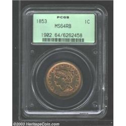 1853 1C MS64 Red and Brown PCGS....
