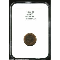 1864 1C Bronze MS65 Red and Brown NGC....