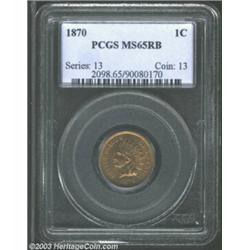 1870 1C MS65 Red and Brown PCGS....