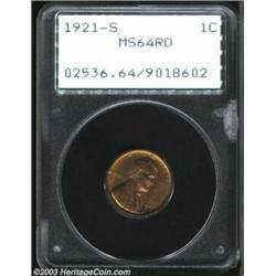 1921-S 1C MS64 Red PCGS....