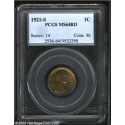 1921-S 1C MS64 Red PCGS....