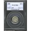Image 1 : 1880 3CN PR65 PCGS. Just a trifle muted on the obverse by a hint of milky golden patina, while th...