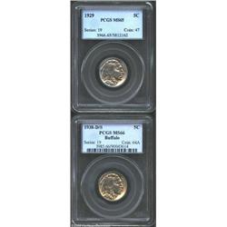 1929 5C MS65 PCGS, gold and lilac hues, not fully struck in the centers, lustrous and well preser...