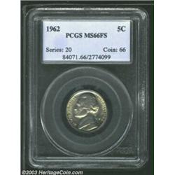 1962 5C MS66 Full Steps PCGS. A light golden patina colors each side of this lustrous Gem, which...