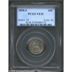 1858-S 10C VF35 PCGS....